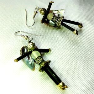 Goth Angel earrings vintage repurposed